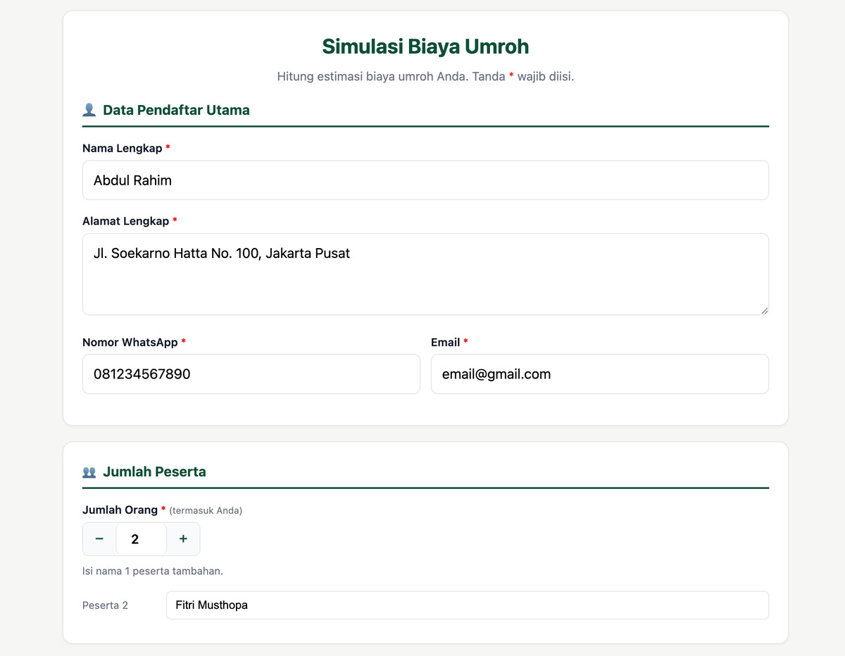 Simulasi Paket Umroh Wafdullah Travel